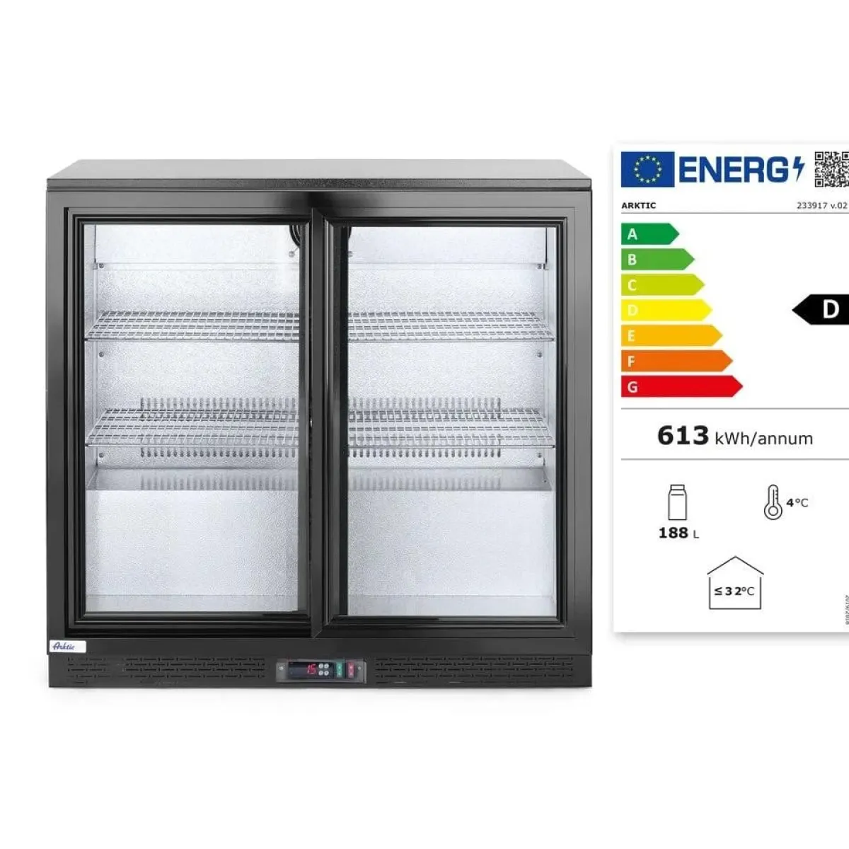 Outlet Hendi Arktic Backbar koelkast met schuifdeuren 900x520x(h)865mm