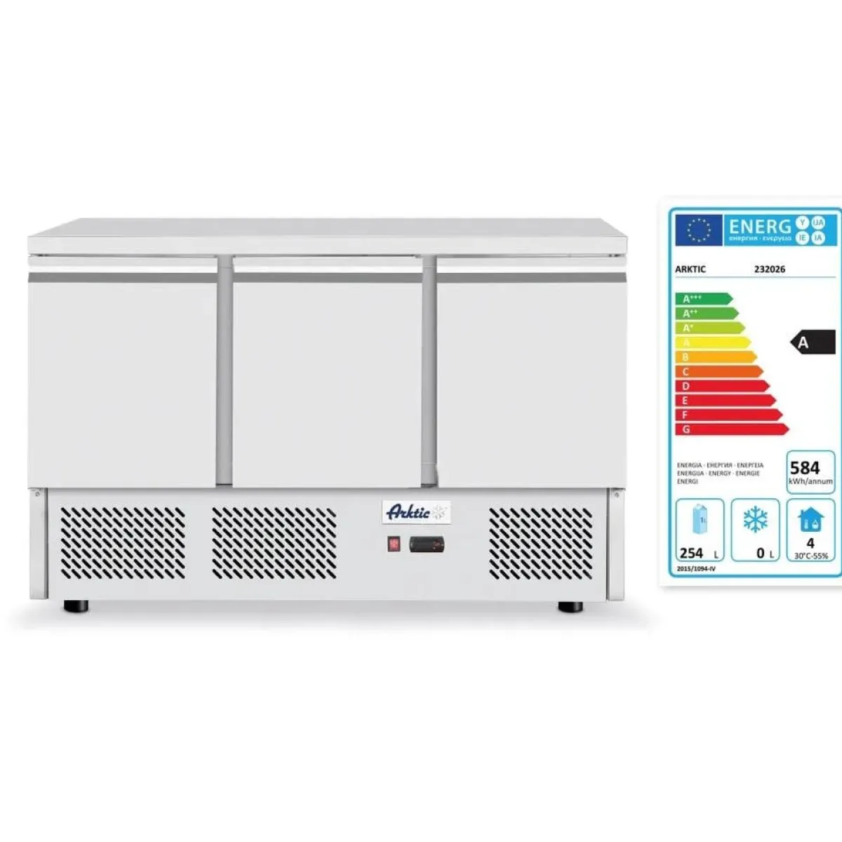 Hendi Arktic Pizzawerkbank met 3 deuren en koelvitrine 380+40L