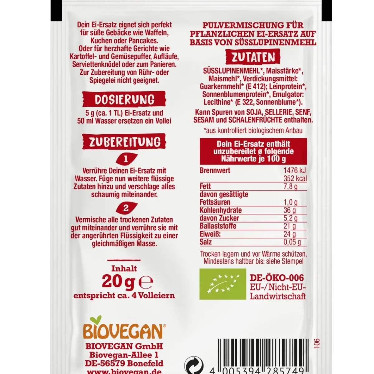 Discount BioVegan Ei-Vervanger Poeder Biologisch 20g