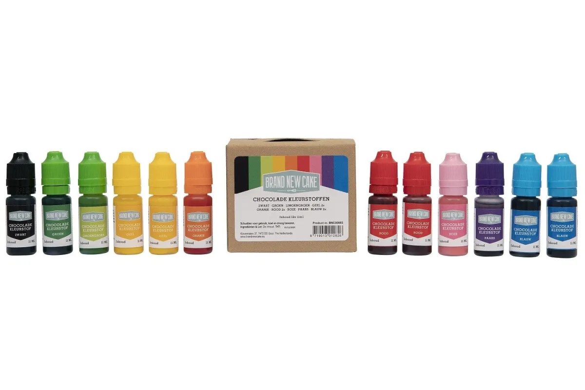 New BrandNewCake Chocolade Kleurstof assortiment (12x11ml)