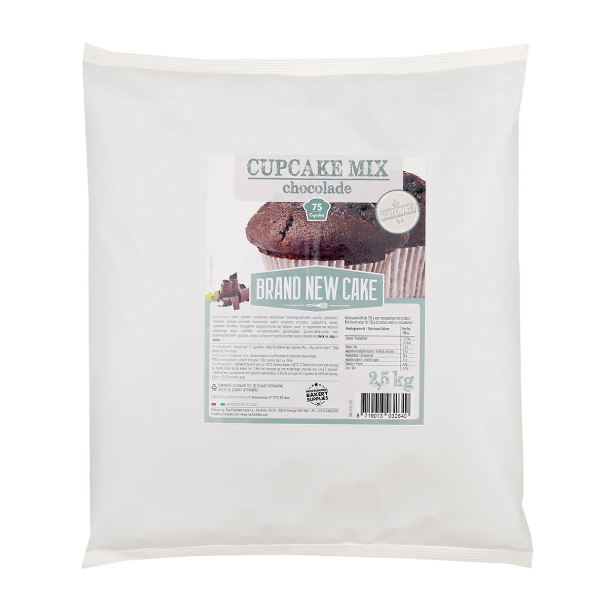 Best BrandNewCake Cupcake-mix Chocolade 2,5kg. Glutenvrij