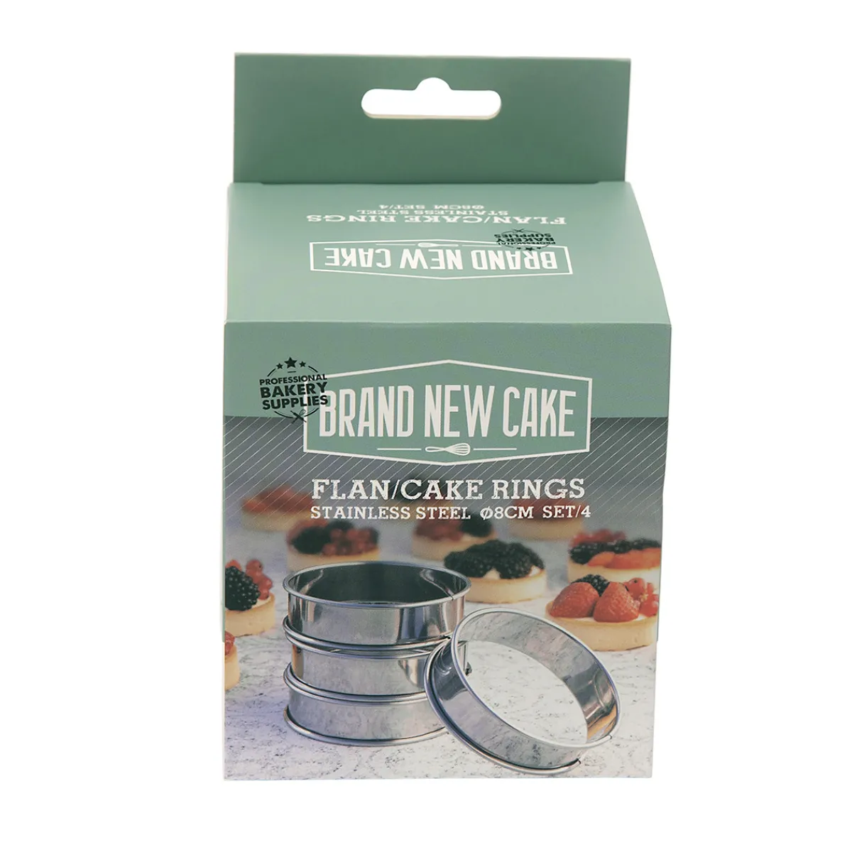 New BrandNewCake Flan/Cake Ringen RVS Ø8cm Set/4