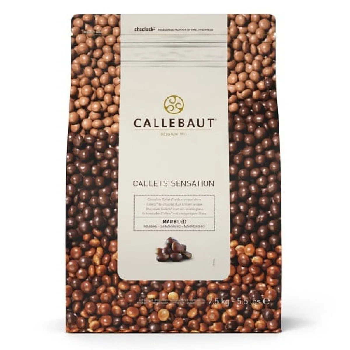 New Callebaut Chocolade Callets Sensation Gemarmerd 2,5kg