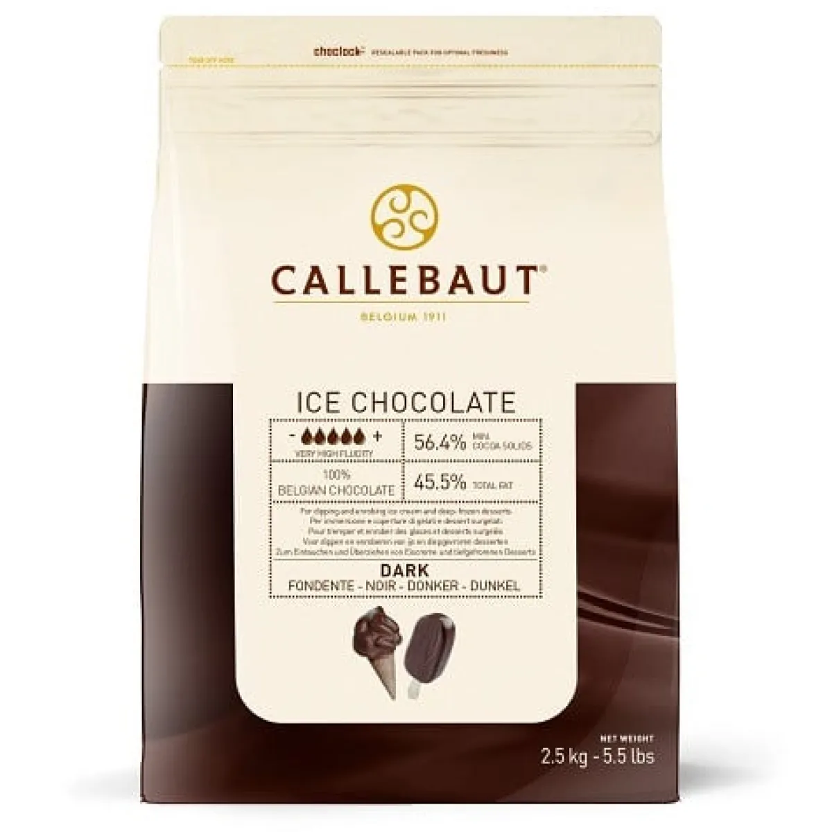 Sale Callebaut Chocolade IJs Coating Puur 2,5 kg