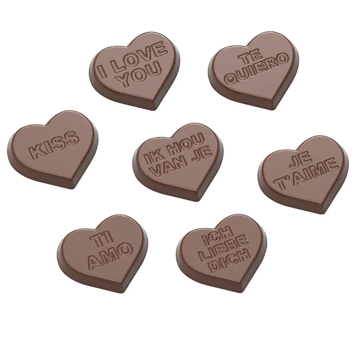 Outlet Chocolate World Chocolademal Hartjes Figuren (21x) 30x26x7mm