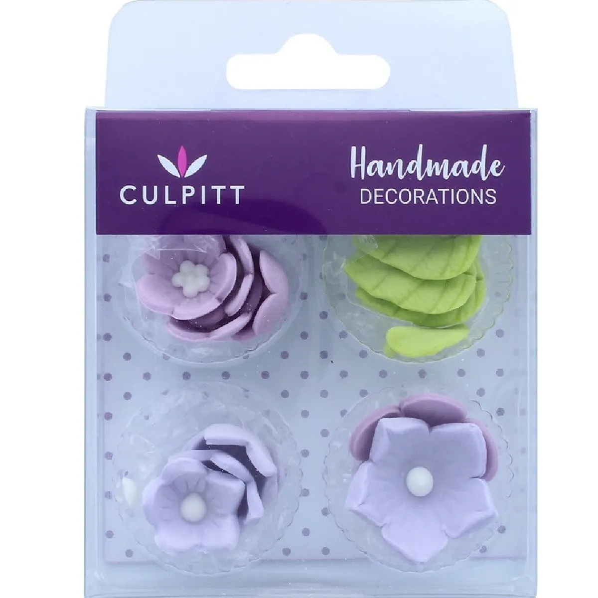 Outlet Culpitt Suikerdecoratie Bloemen en Bladeren Lila 16st.