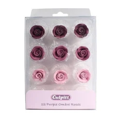 New Culpitt Suikerdecoratie Rozen Ombré Paars 12st.