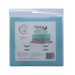 Sale Culpitt Taarttopper Acryl Happy Birthday Zilver 150x85mm
