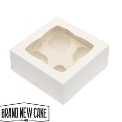Hot BrandNewCake Cupcake Doosje 4 Wit (incl. tray met venster) 3st.