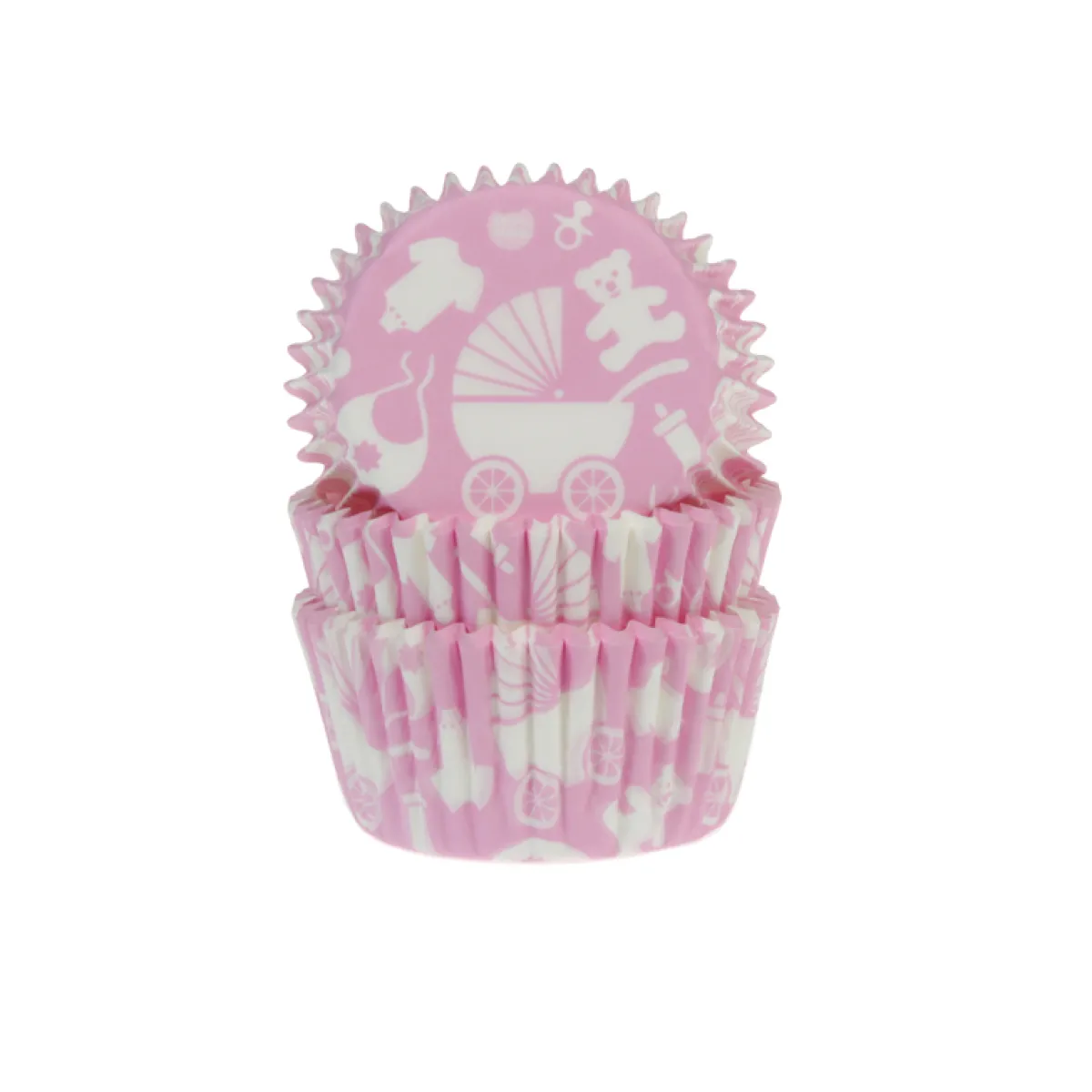 Sale House of Marie Cupcake Vormpjes HoM Geboorte Roze 50x33mm. 50st.