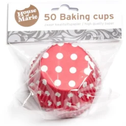 Outlet House of Marie Cupcake Vormpjes HoM Polkadot Rood 50x33mm. 50st.
