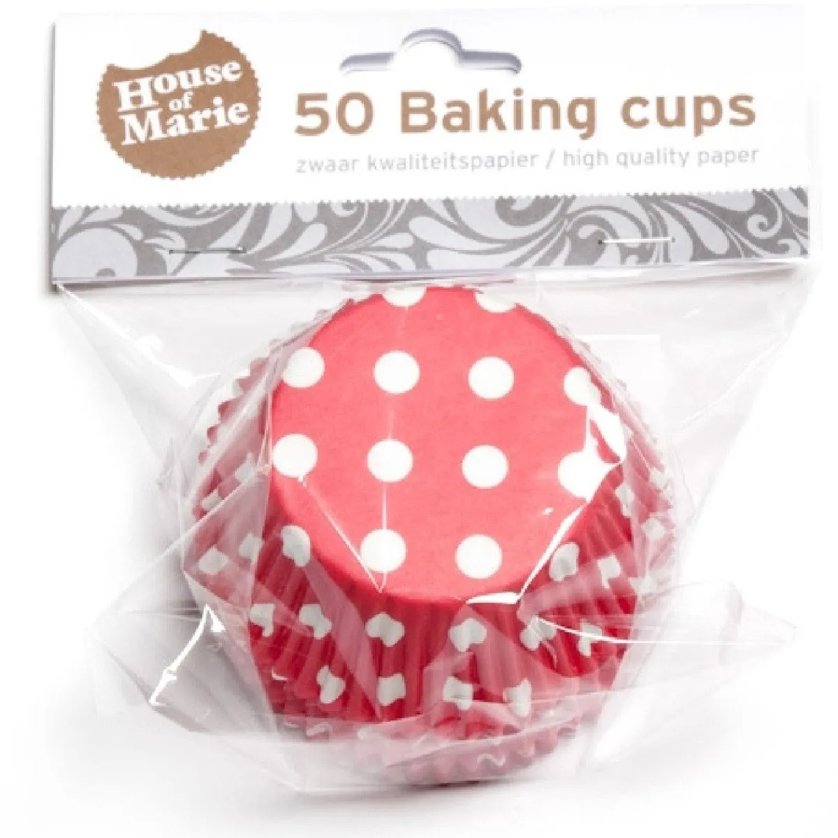 Outlet House of Marie Cupcake Vormpjes HoM Polkadot Rood 50x33mm. 50st.