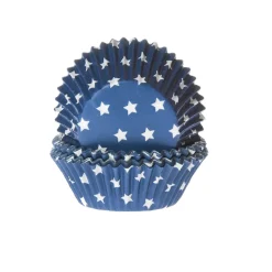 Sale House of Marie Cupcake Vormpjes HoM Sterren Blauw 50x33mm. 50st.