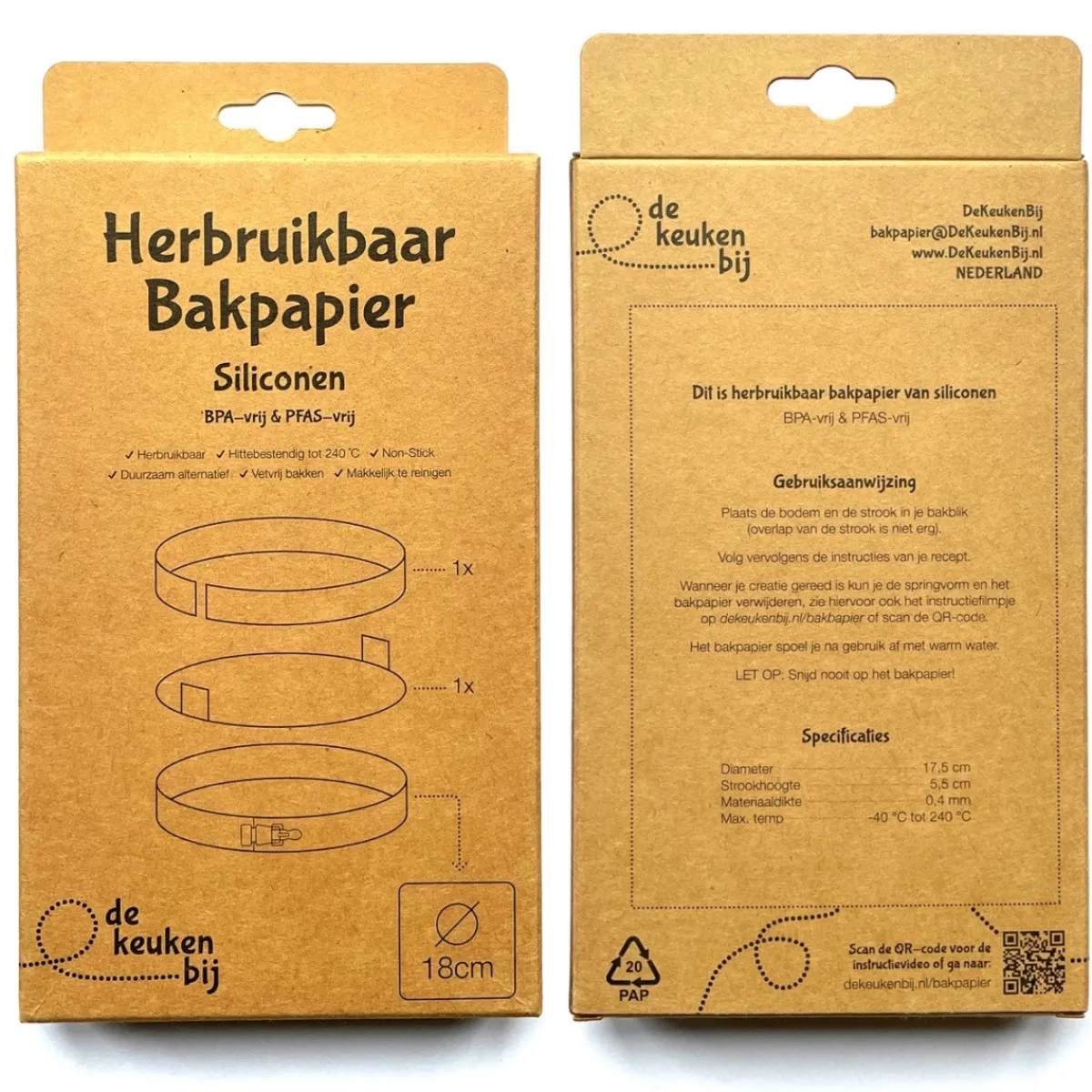 New De Keukenbij Herbruikbaar Bakpapier Rond Siliconen Ø18cm