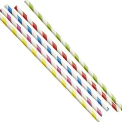 Best Overig Drinkrietje Papier Gestreept Ø6x23cm 100st.