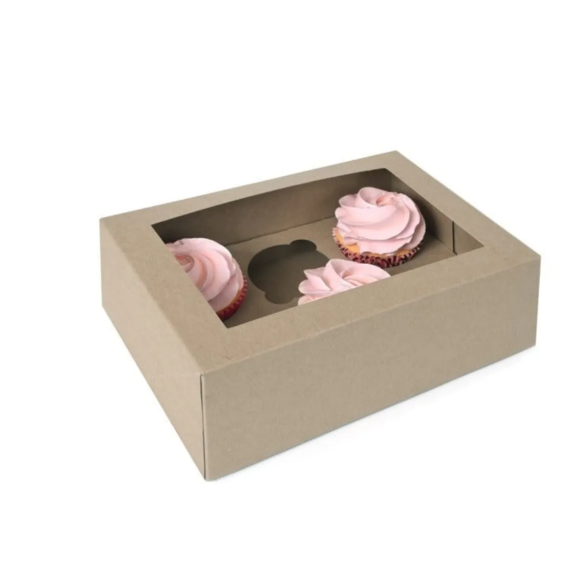 Best House of Marie HoM Cupcake Doosje 6 Kraft (incl. tray met venster) 100st.
