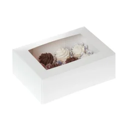 Hot House of Marie HoM Cupcake Doosje 12 MINI Wit (incl. tray met venster) 2st.