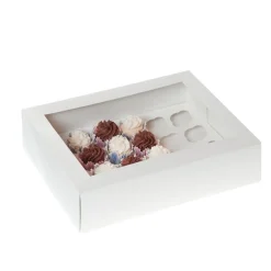 Best House of Marie HoM Cupcake Doosje 24 MINI Wit (incl tray met venster) 50st.