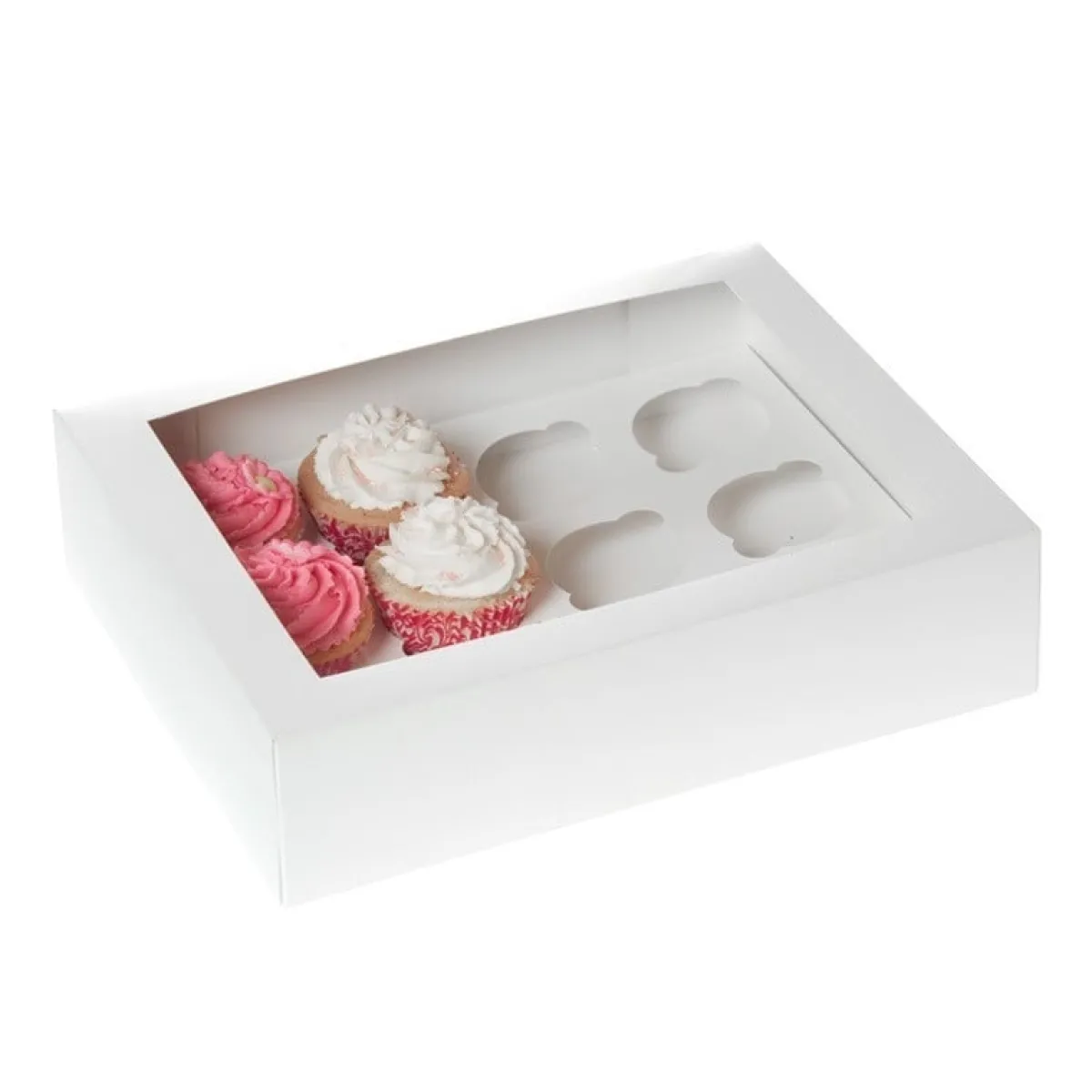 New House of Marie HoM Cupcake Doosje 12 Wit (incl. tray met venster) 2st.