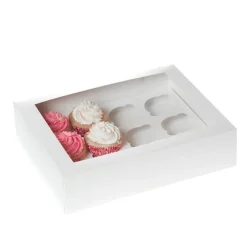 House of Marie HoM Cupcake Doosje 12 Wit (incl. tray met venster) 50st.
