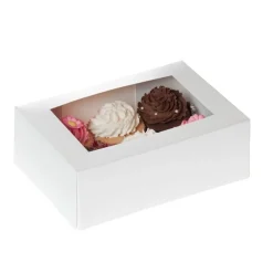 Sale House of Marie HoM Cupcake Doosje 6 Wit (incl. tray met venster) 2st.
