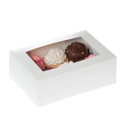 Discount House of Marie HoM Cupcake Doosje 6 Wit (incl. tray met venster) 100st.
