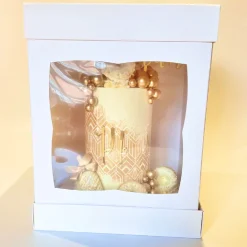 Outlet House of Marie HoM Taartdoos 25x25x35,5cm Extra Hoog met Venster 5st.