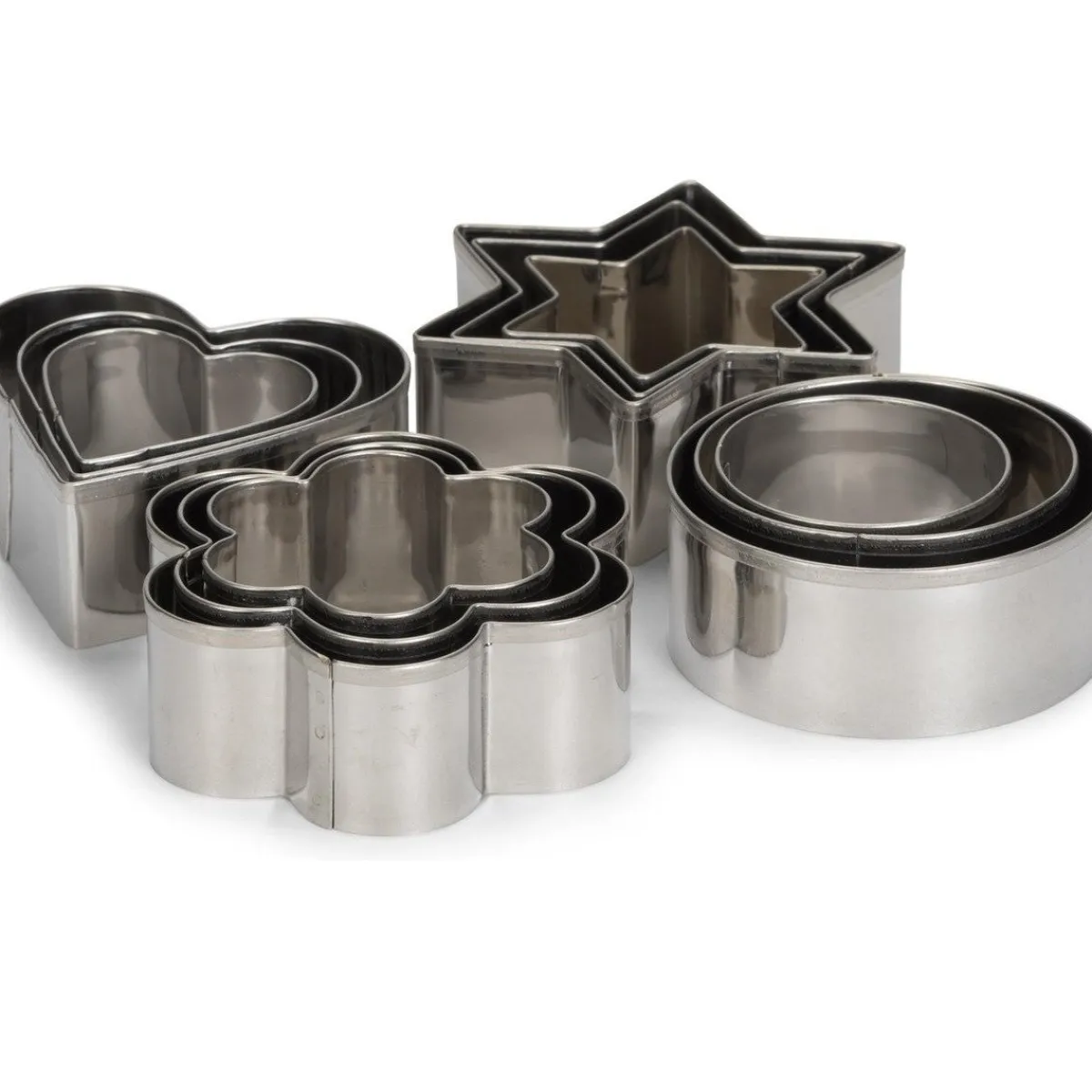 Patisse Uitstekers Rond-Bloem-Hart-Ster RVS 12-delig