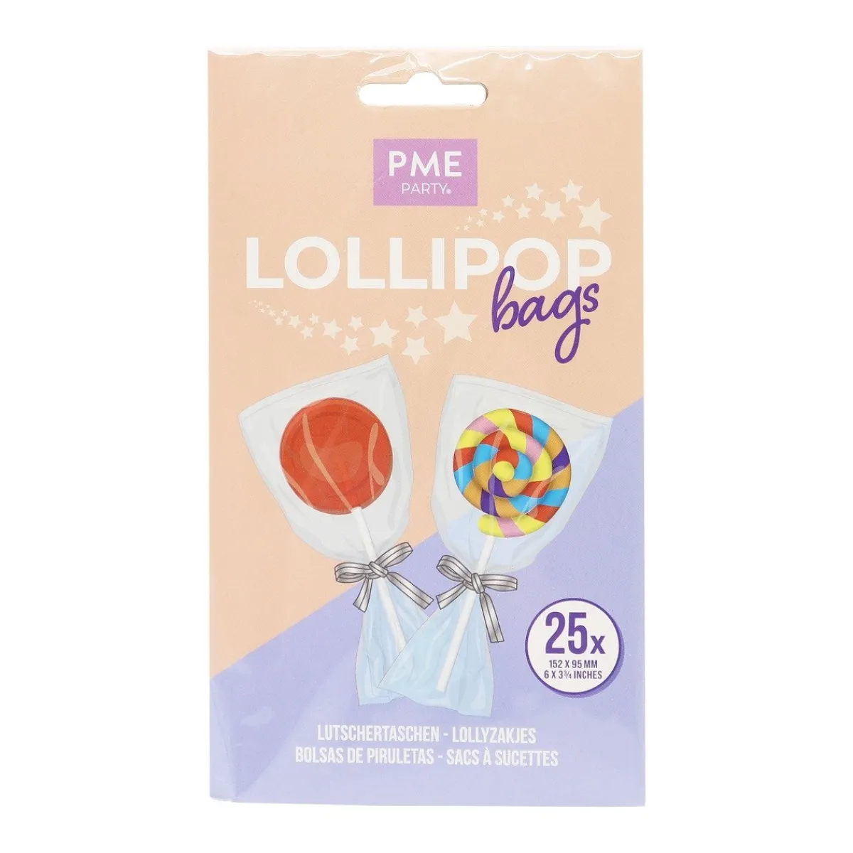 Best PME Lollipop zakjes met zilveren strikjes 15x9,5cm 25st.