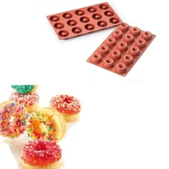 New Silikomart Siliconen Bakvorm Mini Donuts Ø4,5-1,5x1,8cm (15)