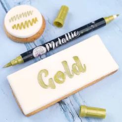 Hot Sweet Stamp Stift Eetbare Inkt Dubbelzijdig Metallic Goud