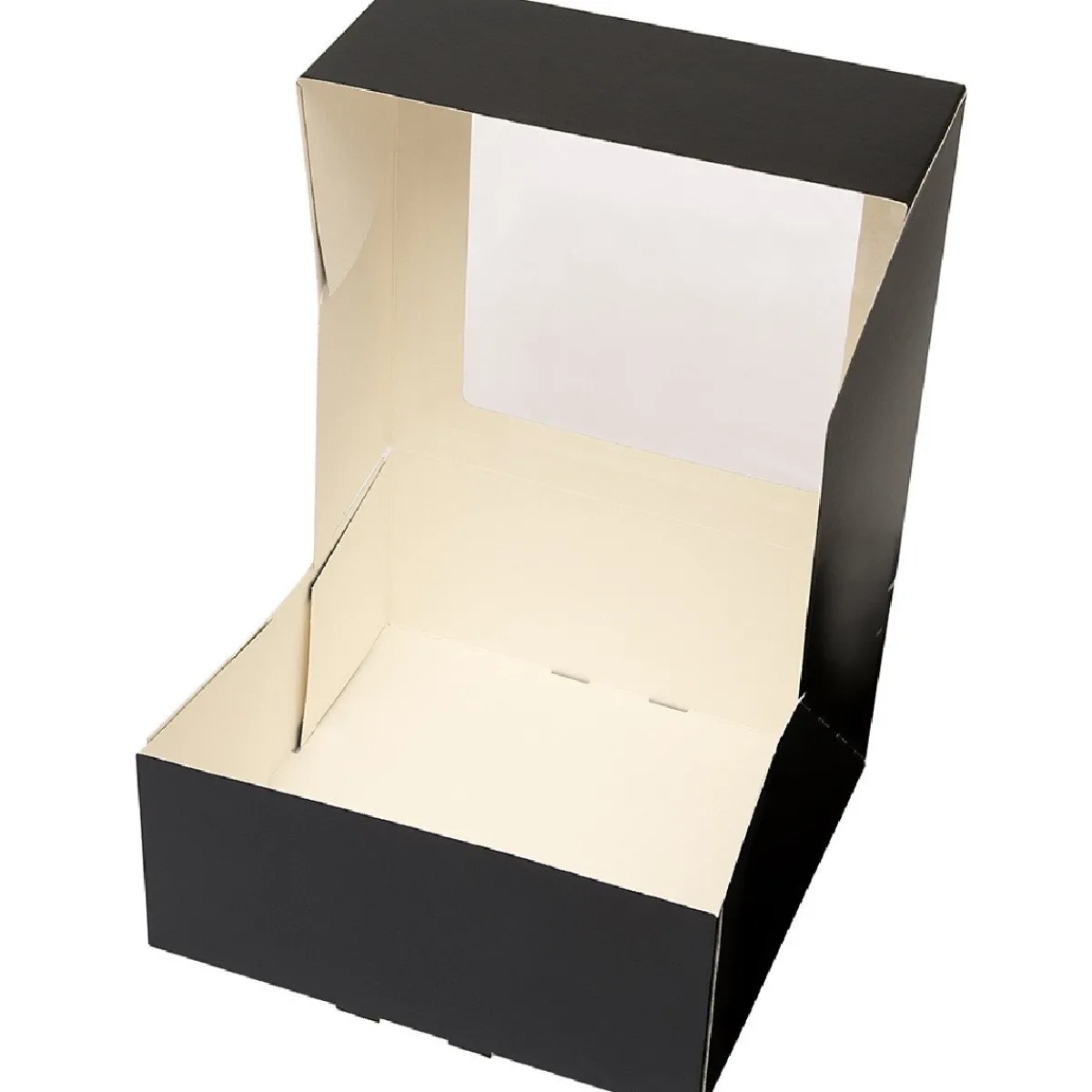 Clearance BrandNewCake Taartdoos met venster 21x21x9cm. Zwart 50st