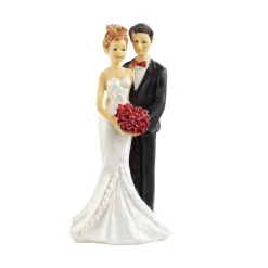 Hot Overig Taarttopper Bruidspaar met Boeket Polystone 16cm