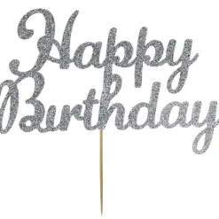 Clearance Culpitt Taarttopper Happy Birthday Zilver 15x8cm